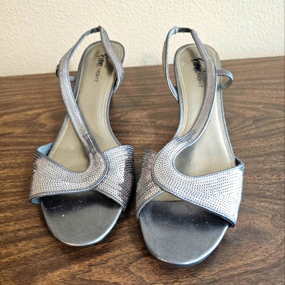 12M Fioni Night Gun Metal Sequin Heels